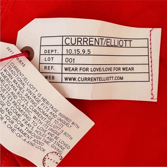 Current/Elliott "The Kick Jean" Fiery Red Cropped Ankle Jeans Women’s Size 26 - Picture 4 of 9